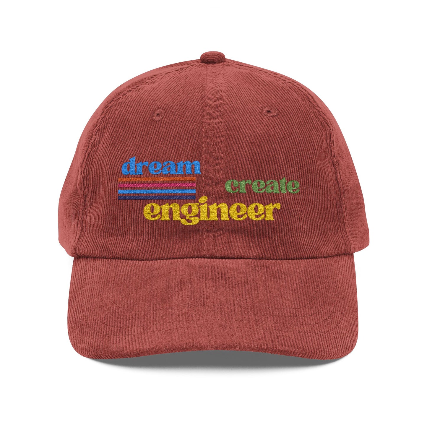 2027 Engineers Week "Dream Create Engineer"Vintage Corduroy Embroidered Cap Retro Baseball Hat