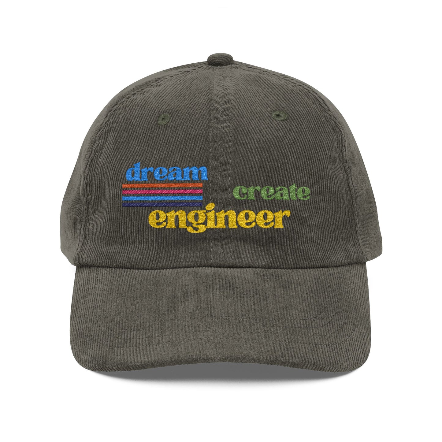 2027 Engineers Week "Dream Create Engineer"Vintage Corduroy Embroidered Cap Retro Baseball Hat