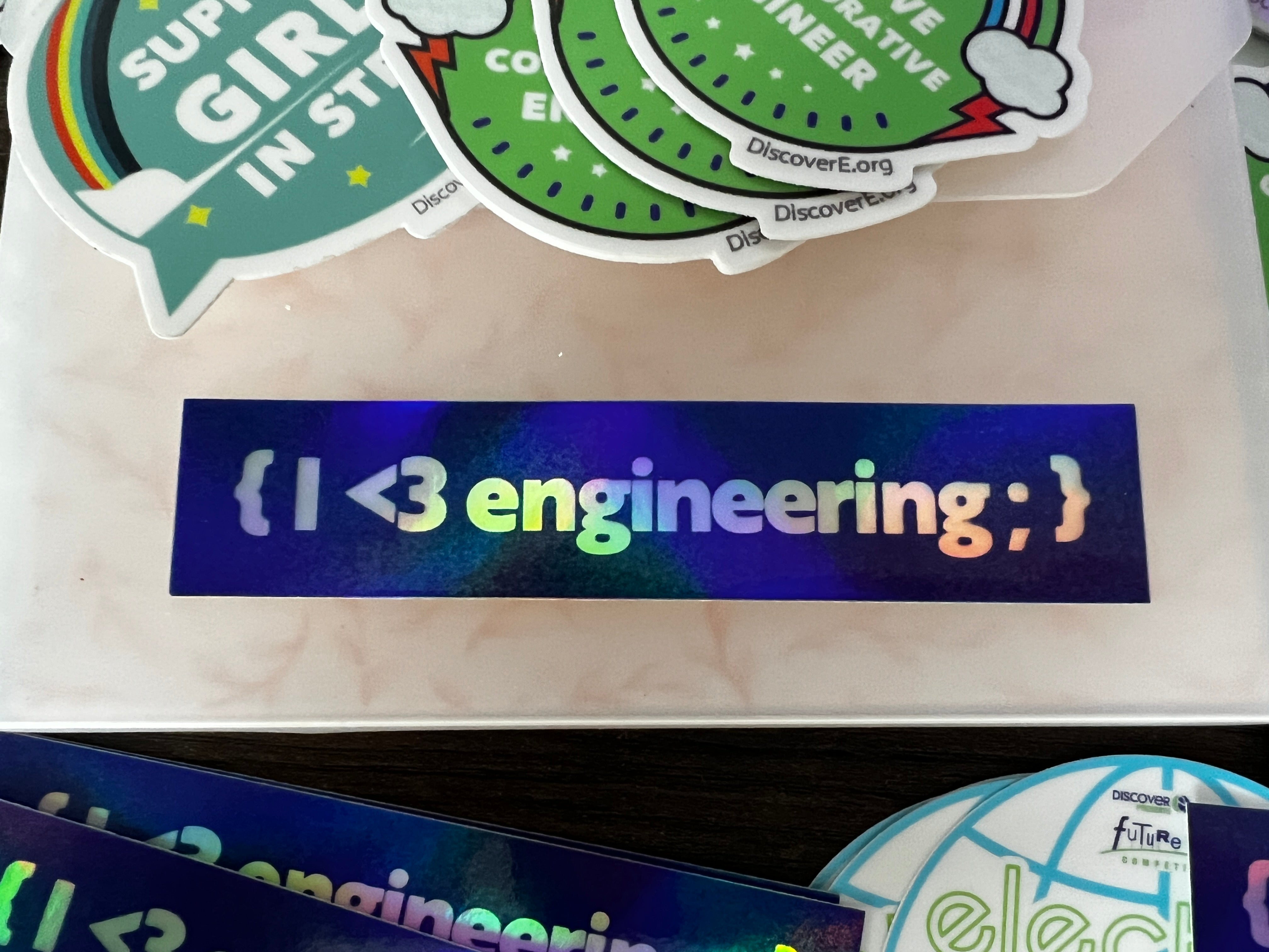 I (love) Engineering Holographic Sticker [Bulk Pack] DiscoverE Store